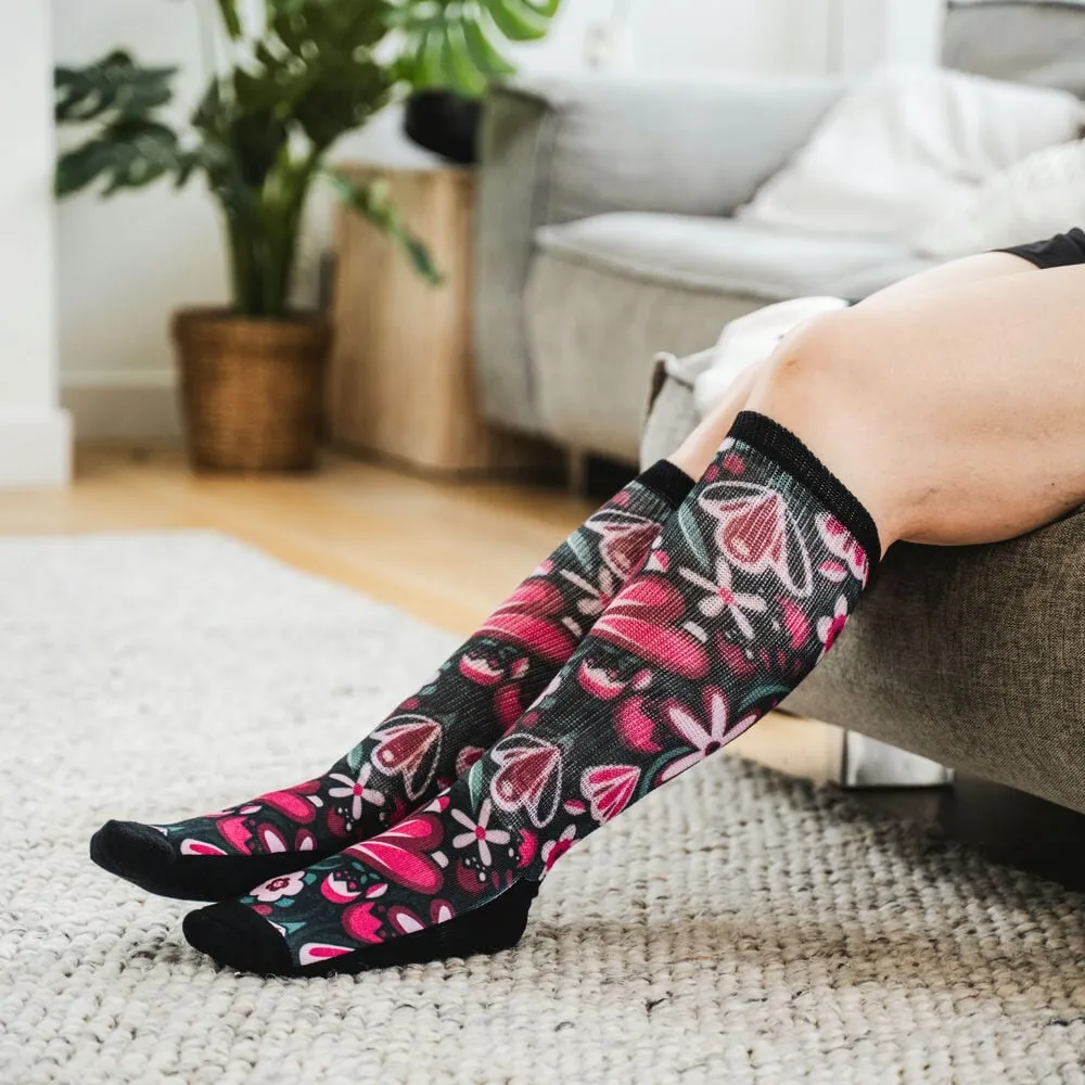 Purple Flora Non-Binding Diabetic Socks