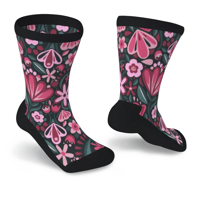 Purple Flora Non-Binding Diabetic Socks