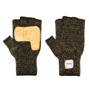 Ragg Wool Fingerless Glove - Jungle Melange With Natural Deerskin