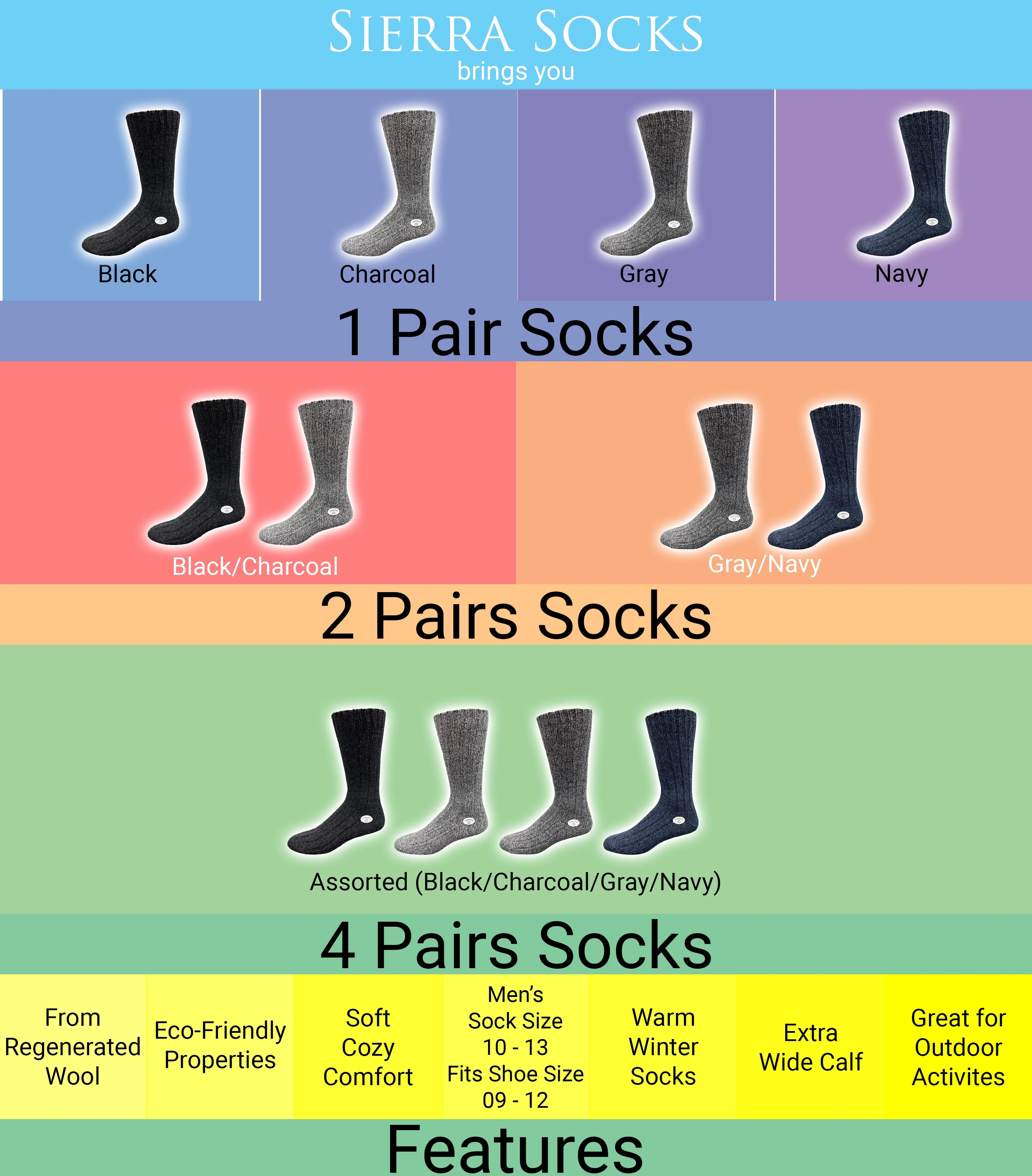 Regenerated Sierra Socks Men Perfect Fit Wool Crew Socks