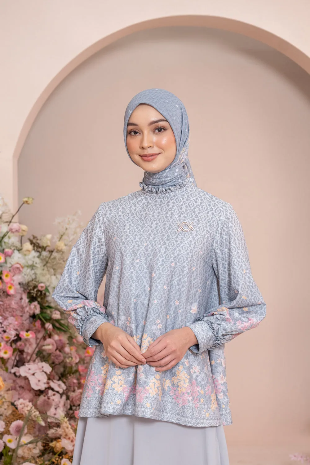 Rissa Blouse Set Syar'i Silver Glaze