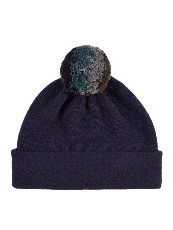 Shaggy Pompom Hat Black