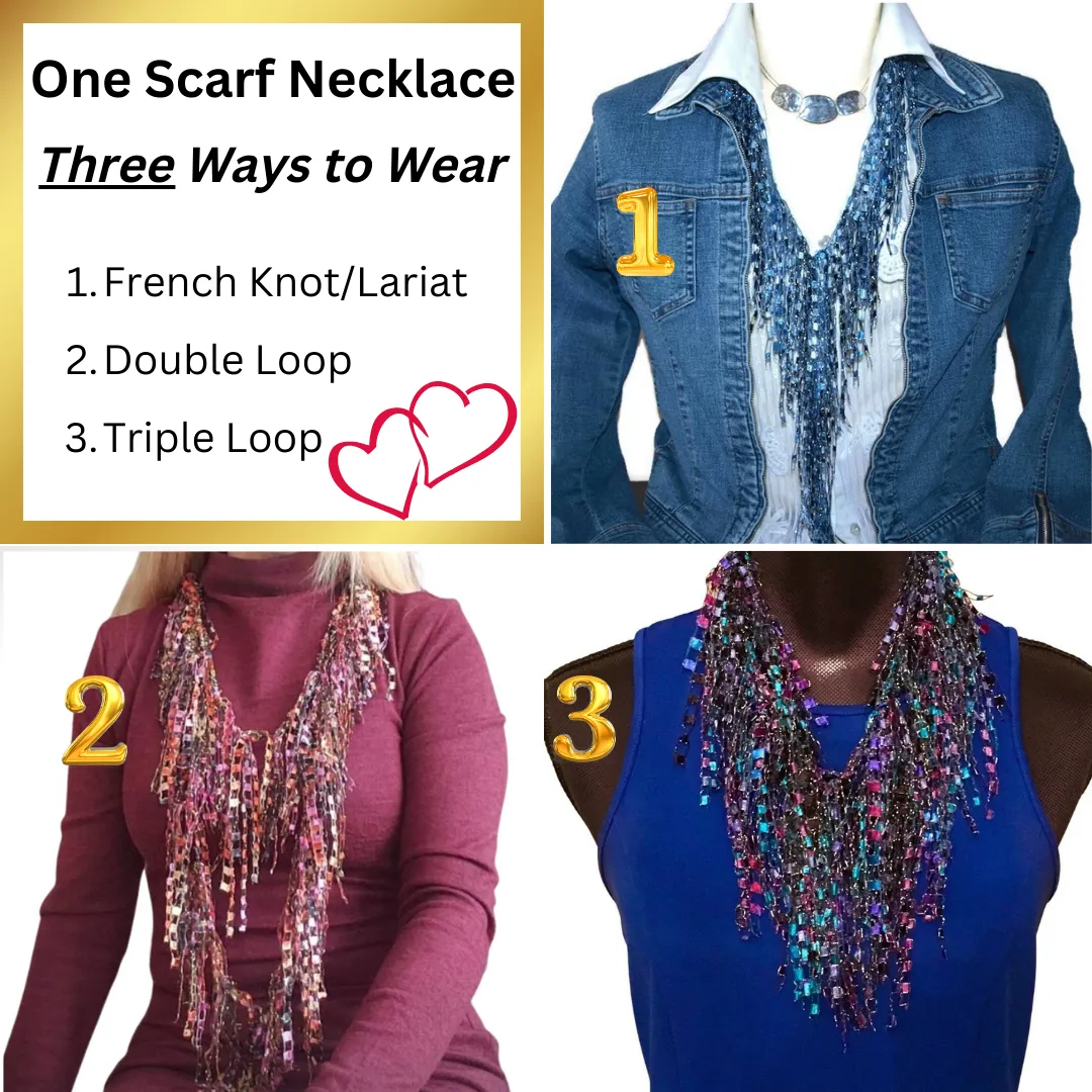 Silver and Gold Scarf Necklace Bundle