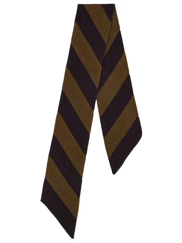 Small Wide Stripe Diagonal Scarf Black & Turmeric