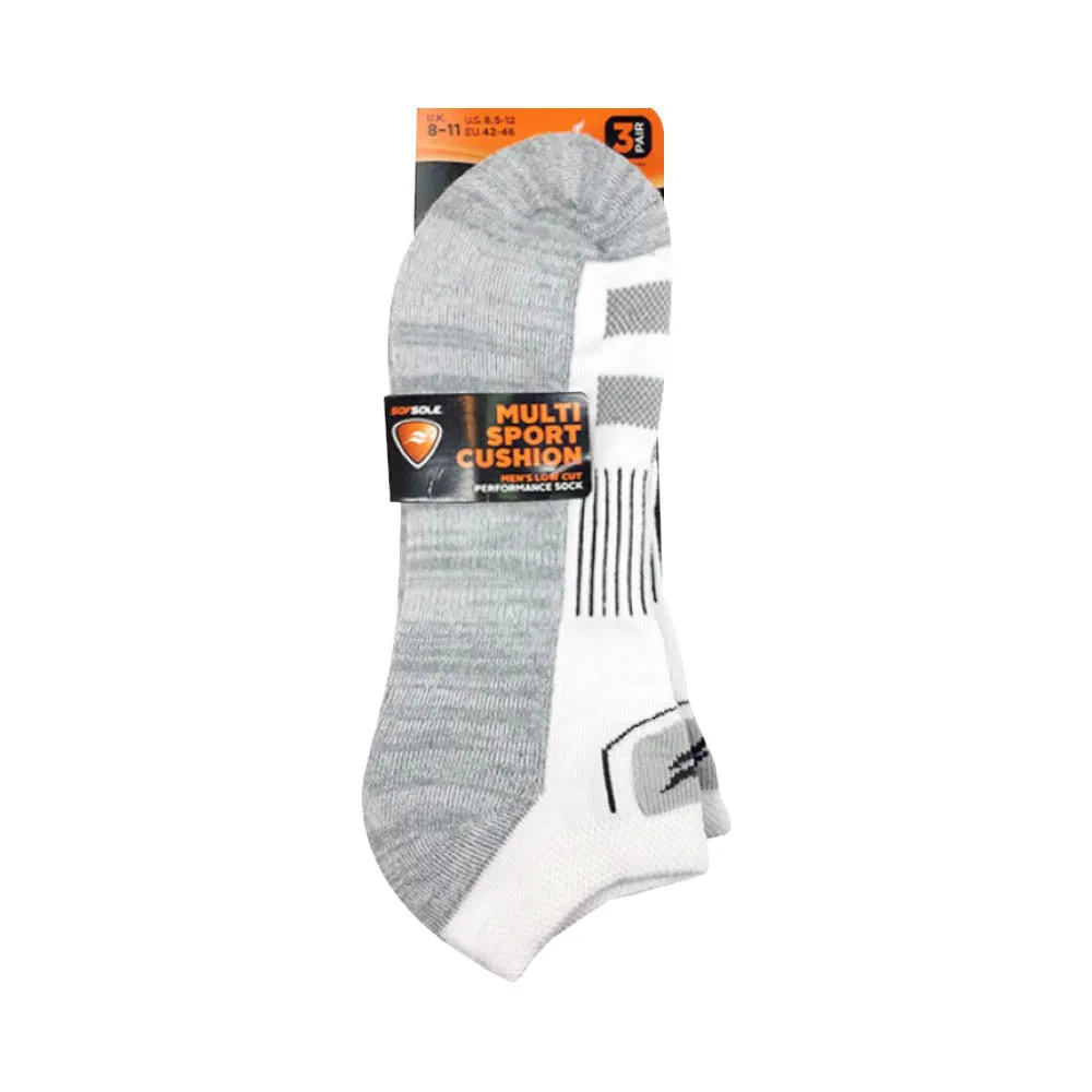 Sof Sole Men’s Socks Multi-Sport Cushion Low Cut 3-pack (4 colors/patterns)