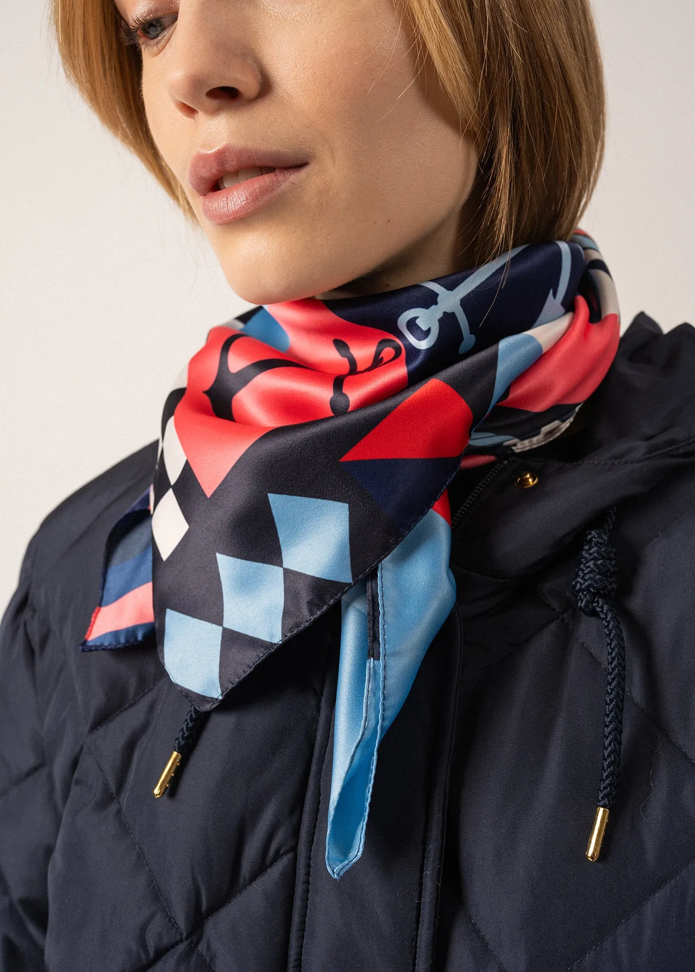 Square Scarf - marine-inspired print (NAVY/TULIPE)