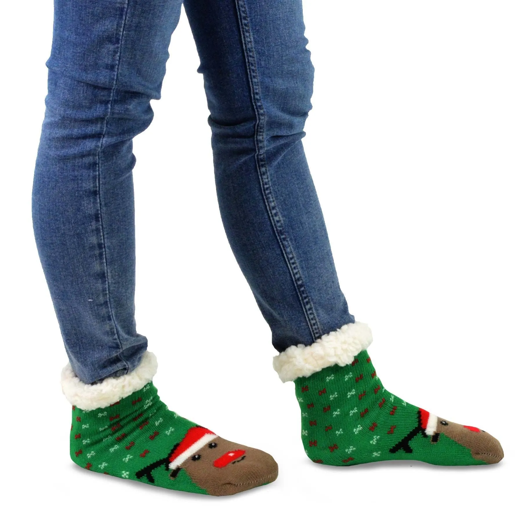 TeeHee Socks Kid's Christmas Double Layered Polyester Crew Santa 3-Pack (X1302)