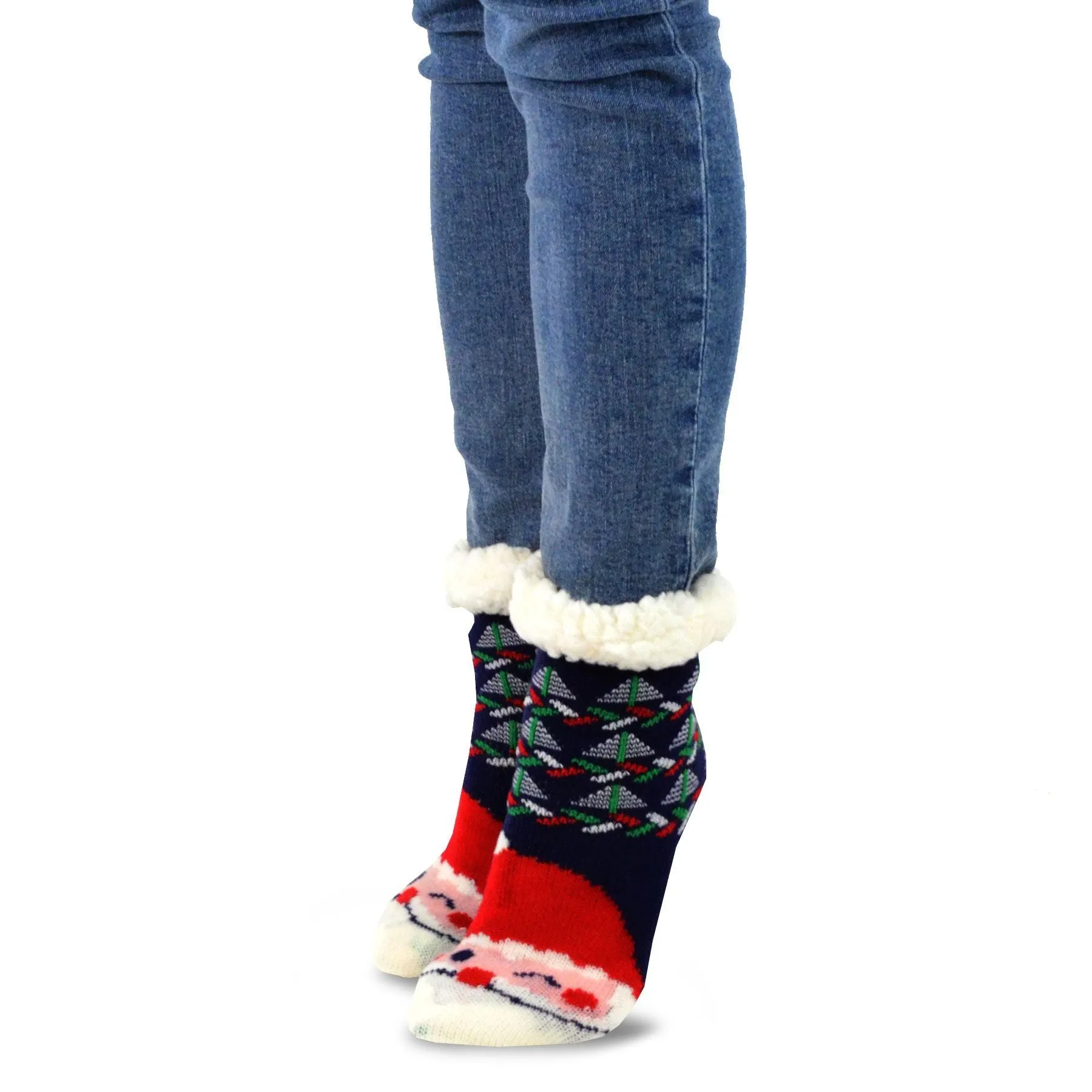 TeeHee Socks Kid's Christmas Double Layered Polyester Crew Santa 3-Pack (X1302)