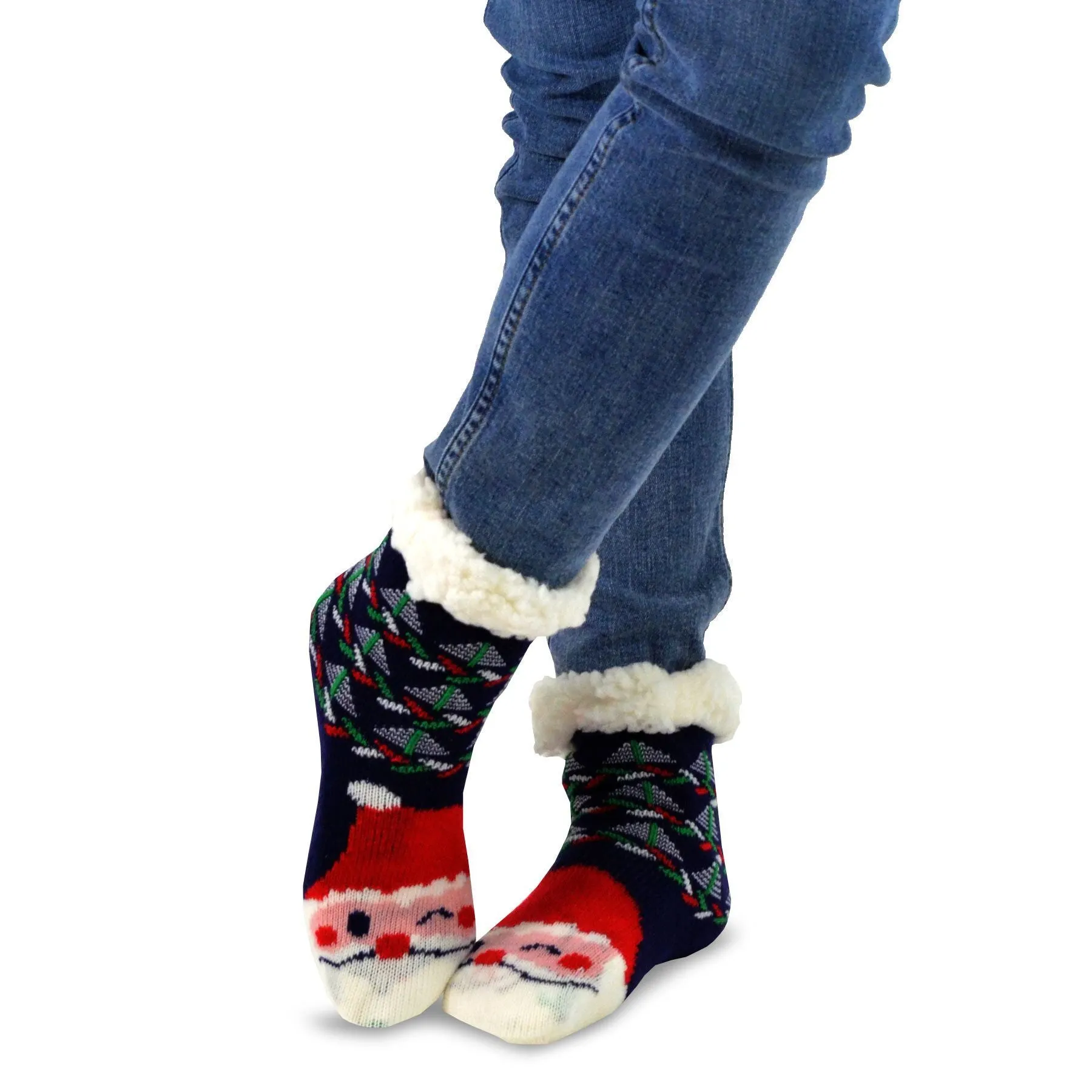 TeeHee Socks Kid's Christmas Double Layered Polyester Crew Santa 3-Pack (X1302)