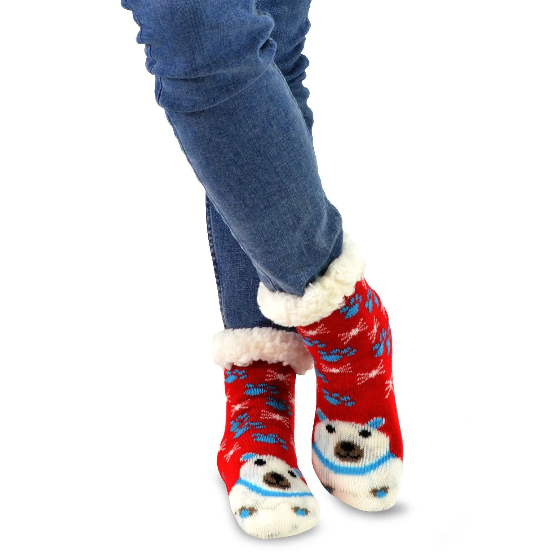 TeeHee Socks Kid's Christmas Double Layered Polyester Crew Santa 3-Pack (X1302)