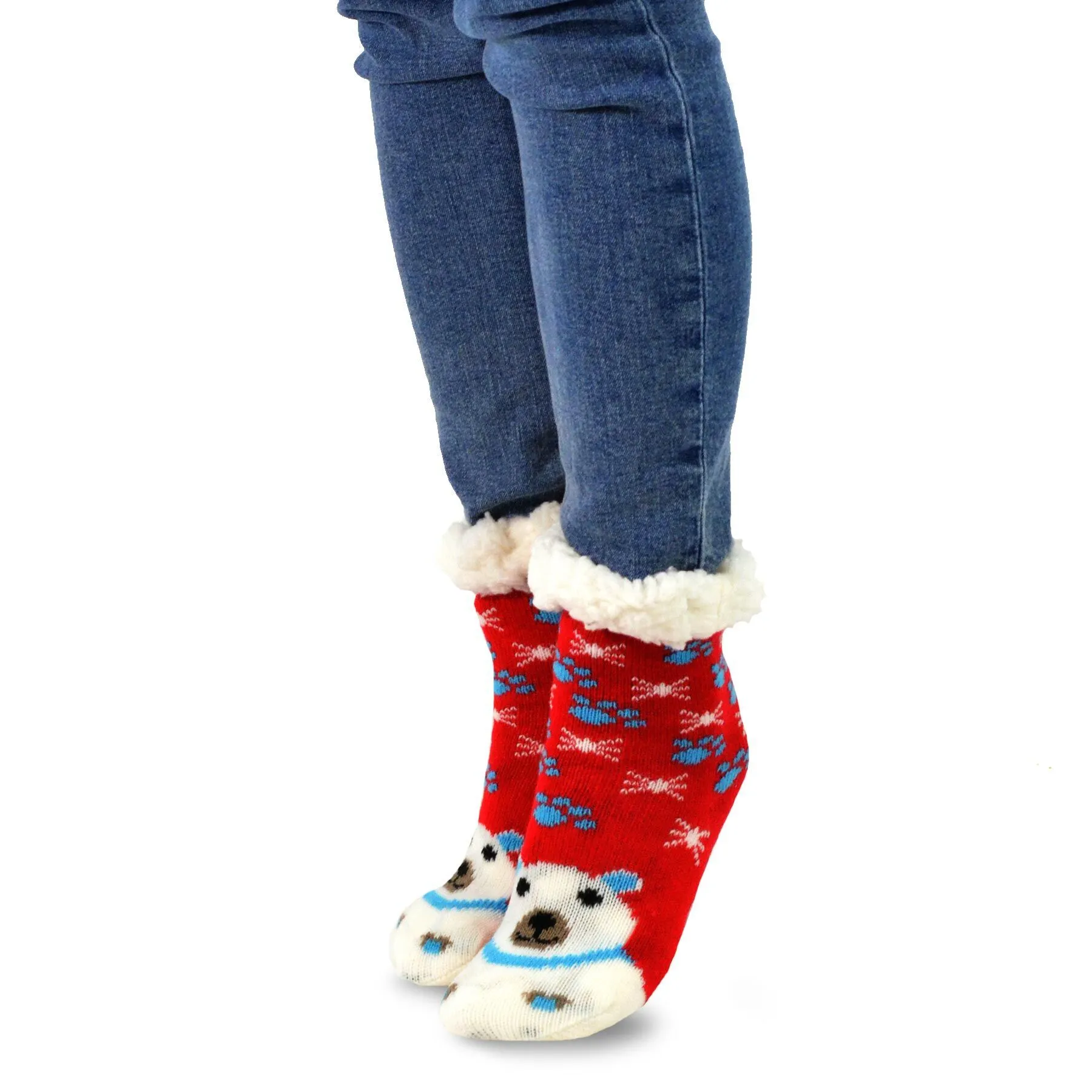 TeeHee Socks Kid's Christmas Double Layered Polyester Crew Santa 3-Pack (X1302)