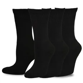 TeeHee Socks Men's Diabetic Bamboo Crew Black 3-Pack (51012)