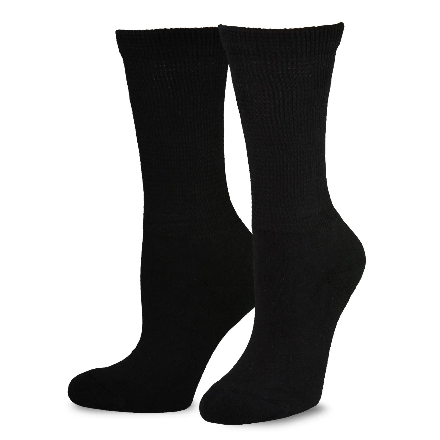 TeeHee Socks Men's Diabetic Bamboo Crew Black 3-Pack (51012)