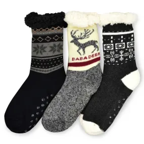 TeeHee Socks Men's Double Layered Polyester Crew Assorted 3-Pack (R1301)