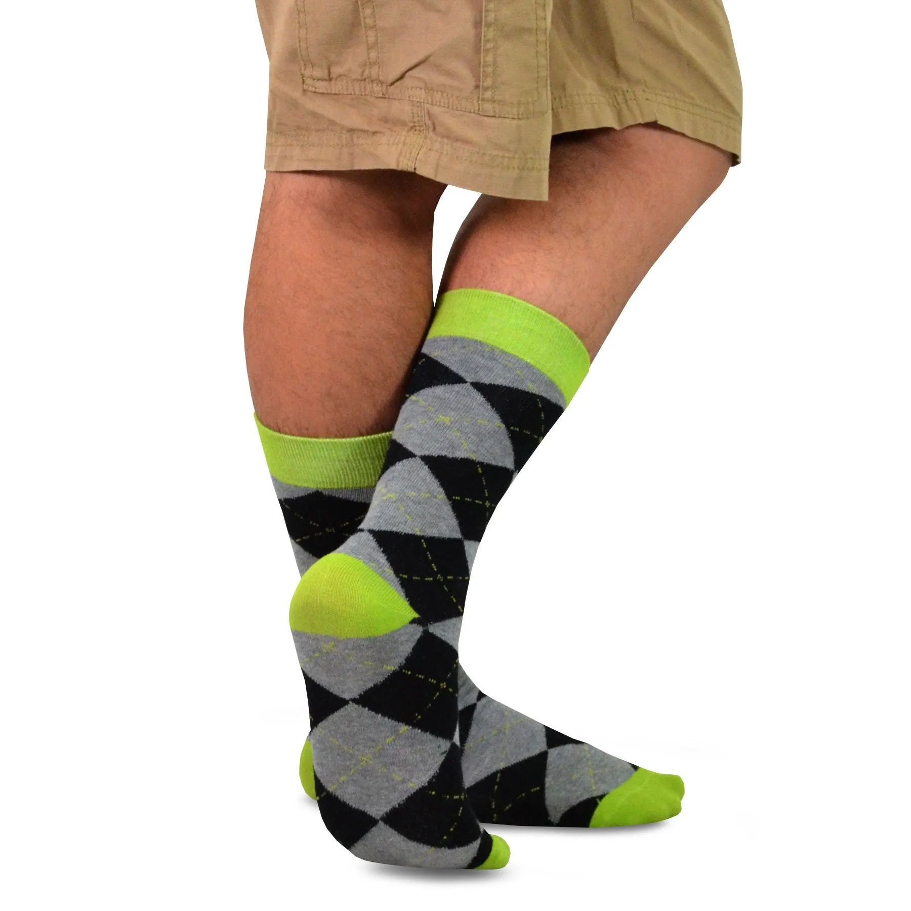 TeeHee Socks Men's Novelty Cotton Crew Bright, Colorful Dots 5-Pack (51058)