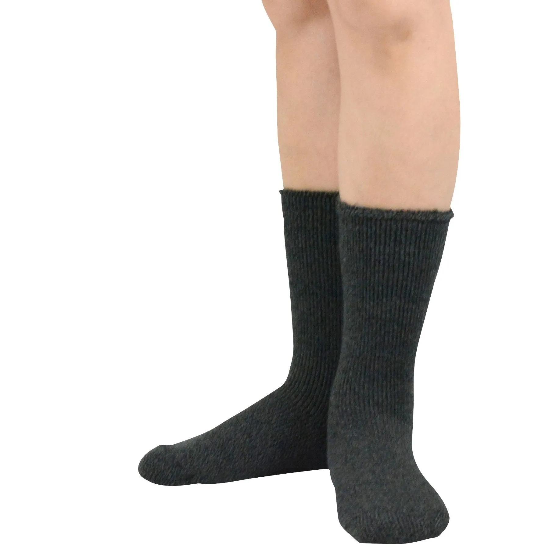 TeeHee Socks Men's Thermal Acrylic Crew Brown/Heather Black 2-Pack (51018)