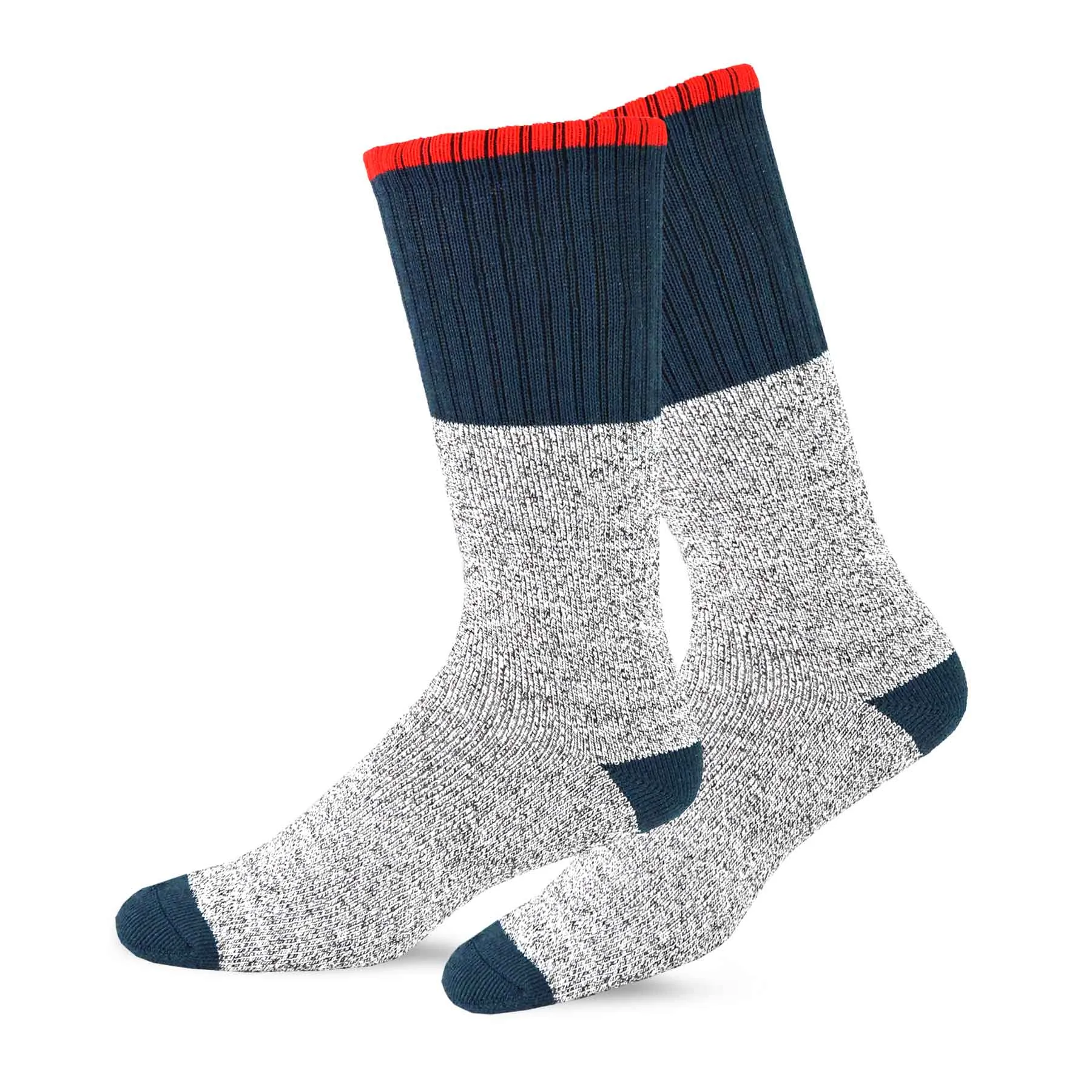 TeeHee Socks Men's Thermal Cotton Crew Color Heel Top 4-Pack (50764)