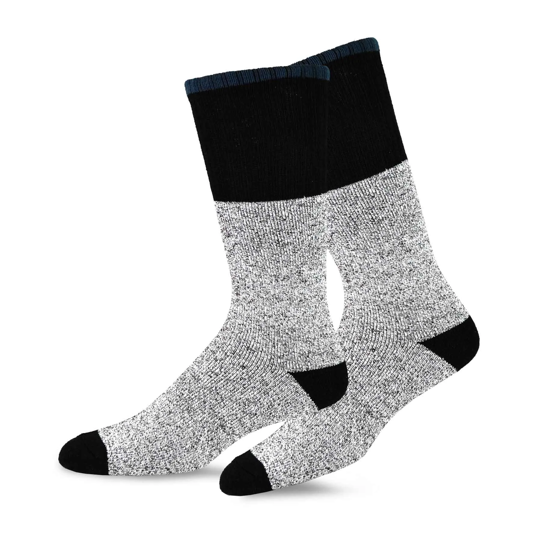 TeeHee Socks Men's Thermal Cotton Crew Color Heel Top 4-Pack (50764)