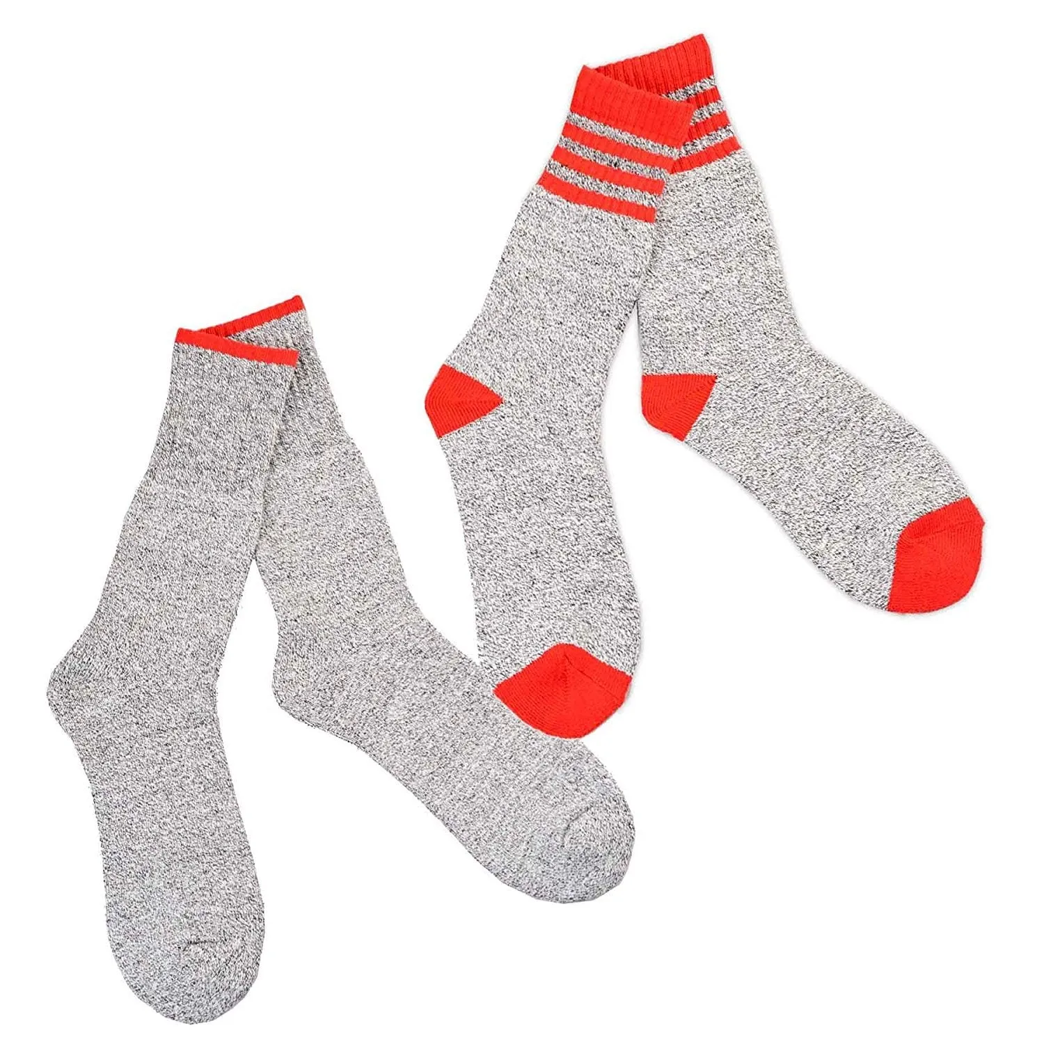 TeeHee Socks Men's Thermal Cotton Crew Red Stripe 2-Pack (50765)