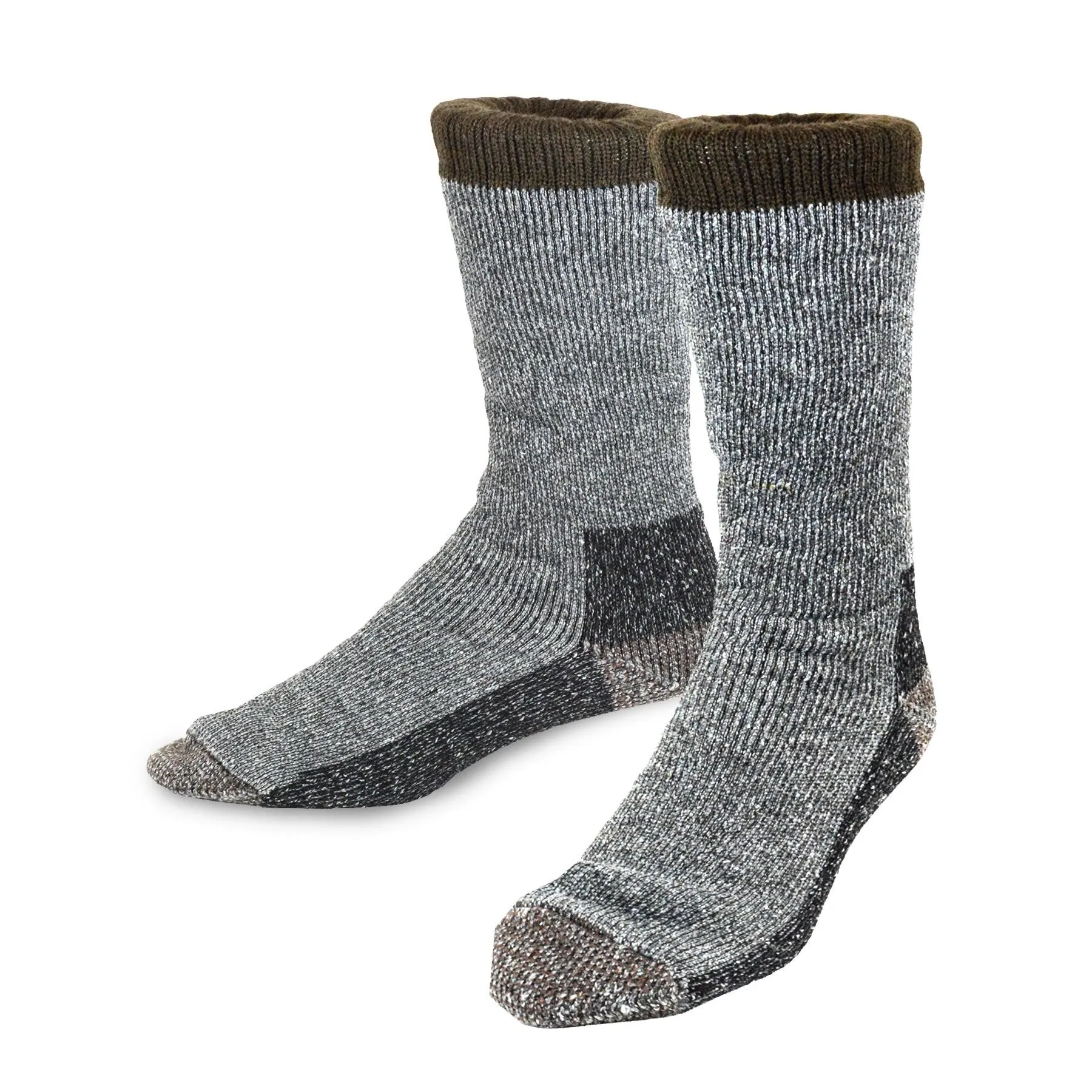 TeeHee Socks Men's Thermal Wool Crew Brown/Red 2-Pack (51078)