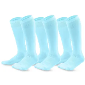 TeeHee Socks Unisex Soccer Bamboo Knee High Blue 3-Pack (50080)