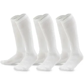 TeeHee Socks Unisex Soccer Bamboo Knee High White 3-Pack (50080)