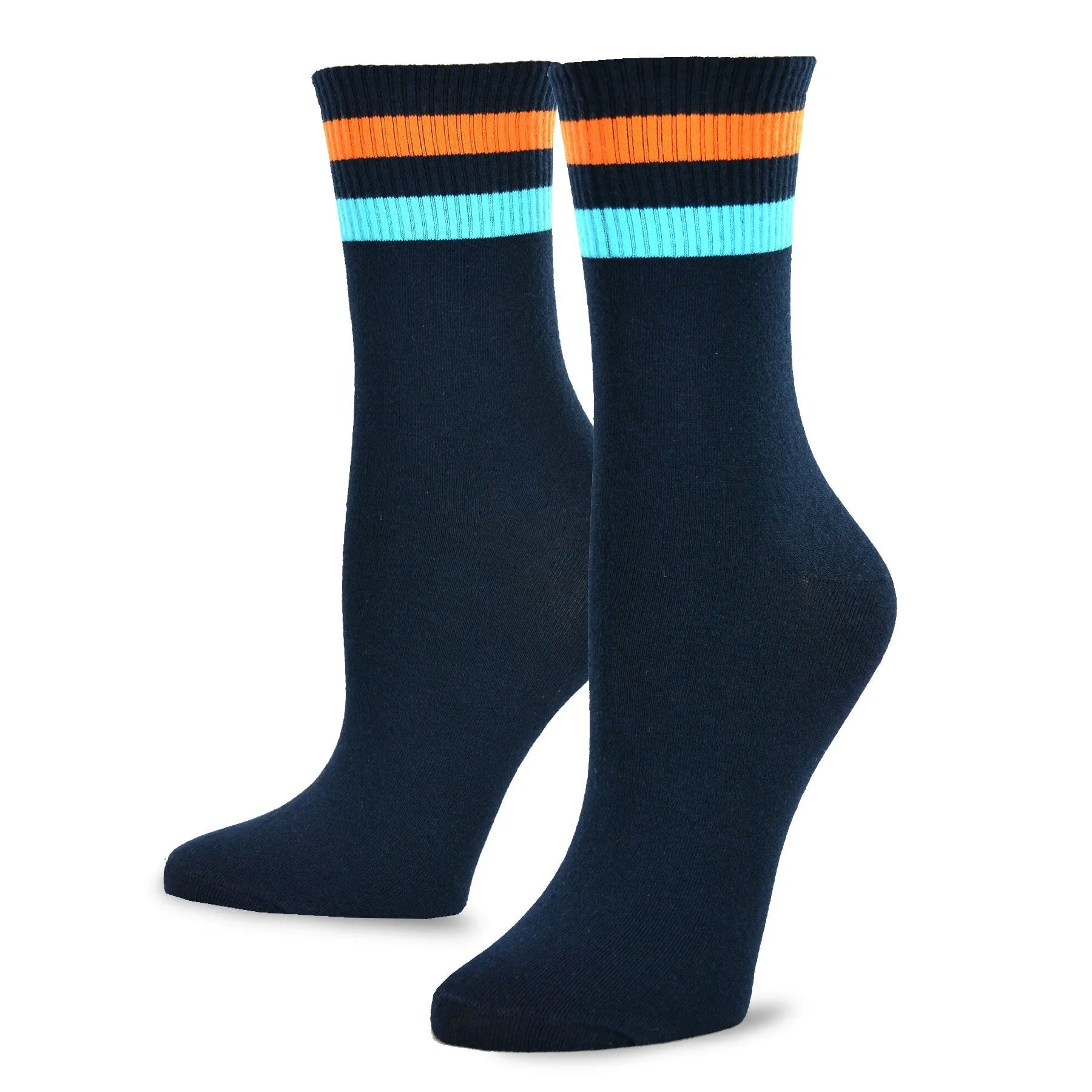 TeeHee Socks Women's Casual Cotton Crew Sports Stripe 10-Pack (11916)