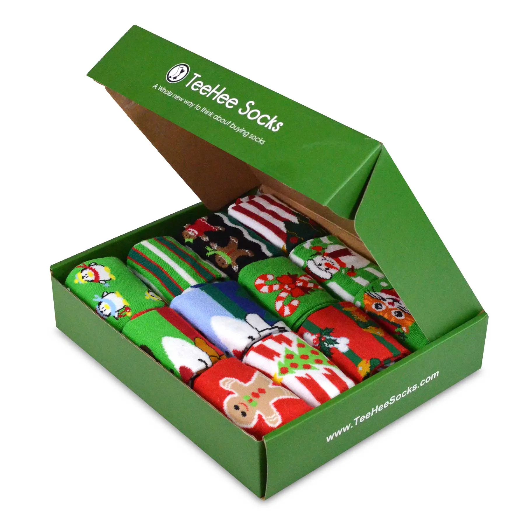 TeeHee Socks Women's Christmas Crew Assorted 12-Pack Gift Box B (11890)