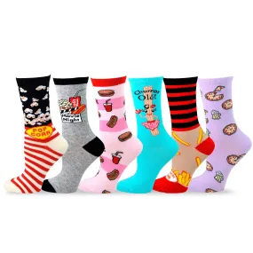 TeeHee Socks Women's Novelty Cotton Crew Style 3 6-Pack (12008)