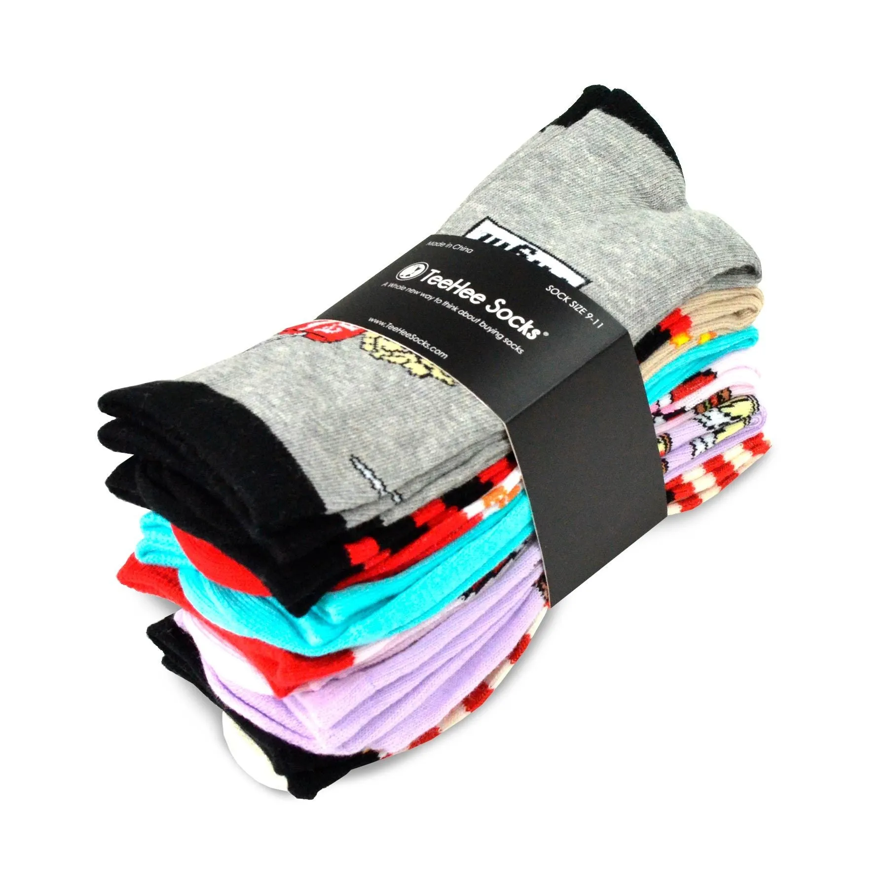 TeeHee Socks Women's Novelty Cotton Crew Style 3 6-Pack (12008)