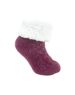 The Margot Slipper Sock - Berry/Silver Lurex