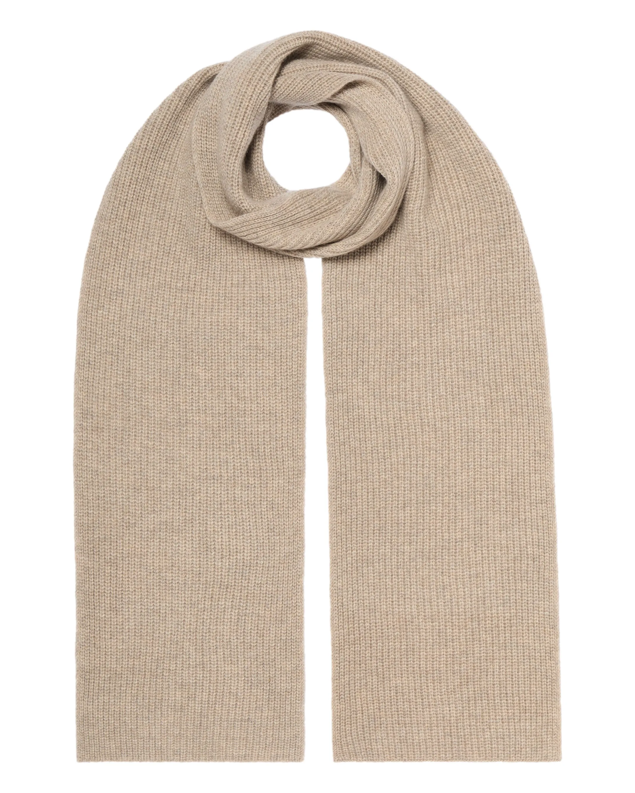 Unisex Ribbed Cashmere Scarf Oatmeal Brown