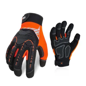 VGO Heavy-Duty Synthetic Leather Work Gloves Mechanic Gloves Rigger Gloves (Orange, SL8849)