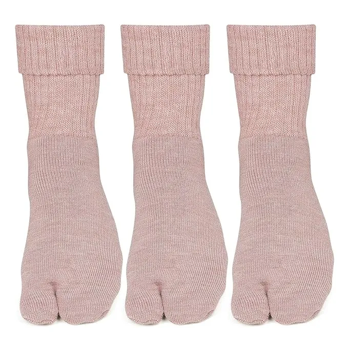 Women Fawn Color Woolen Thumb Socks -Pack of 3