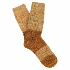 Women Melange Block Socks Mustard / Brown