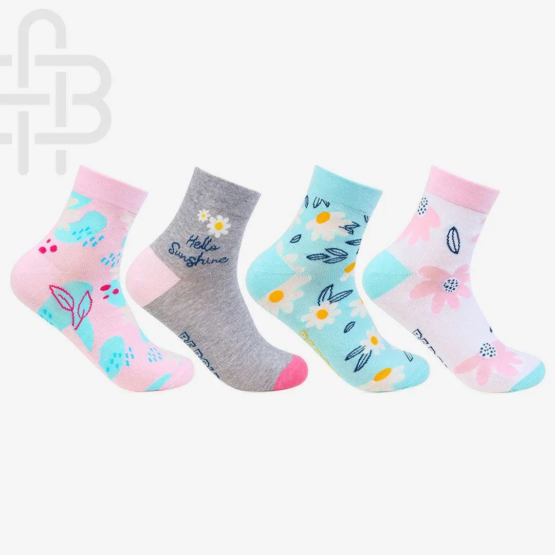 Women's Floral Designs Cotton Fashion Socks - Pack Of 4